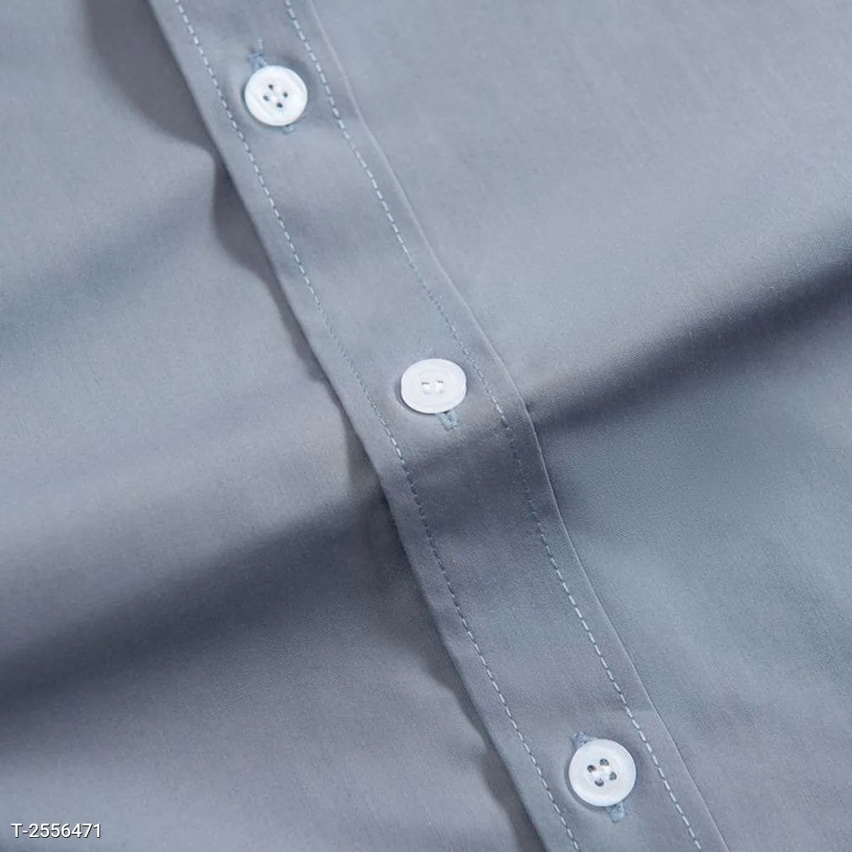 Áo Sơ Mi Nam Trơn Tay Dài Công Sở Cotton Màu Ghi - Ảnh chi tiết 2